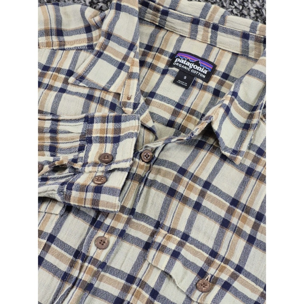 Patagonia Shirt Mens Small Multicolor Plaid Organic Cotton Steersman Button Up